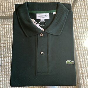 Men's Green Lacoste polo, size M, NWT, original packaging